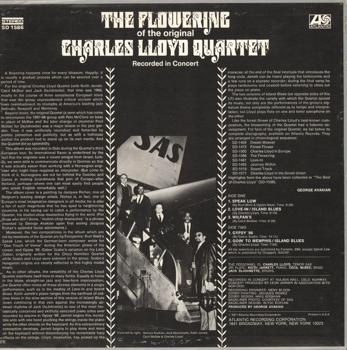 Charles Lloyd Quartet — The Flowering album art 2