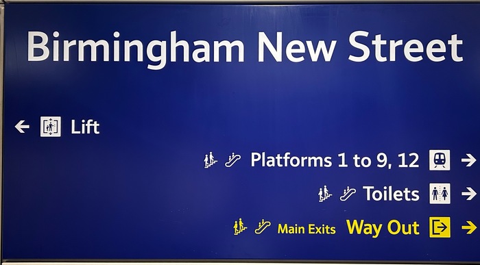 Sign at Birmingham New Street, photograph taken 20 September 2024