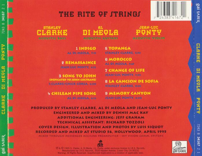 Stanley Clarke, Al Di Meola, Jean-Luc Ponty – The Rite of Strings album art 2