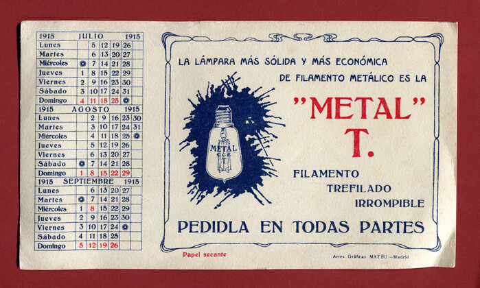 Metal T. promotional calendar