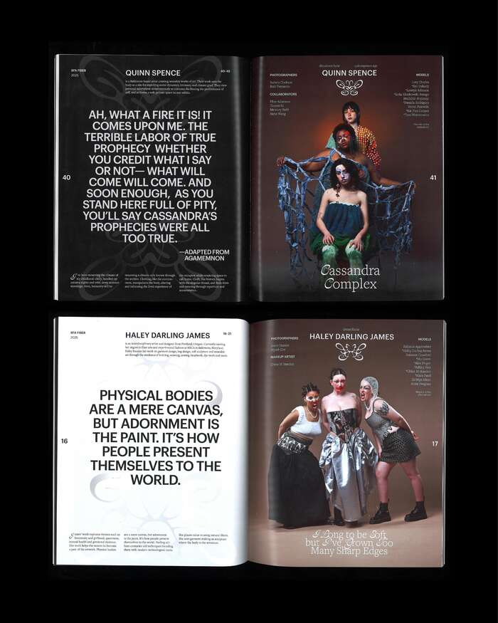 Fashion designers: Quinn Spence (top), Haley Darling James (bottom)

Photography: Izabela Cookson, Raul Fernando (top Jessie Hunter, Mykel Cox&nbsp;(bottom)