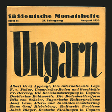 <cite>Süddeutsche Monatshefte</cite>, vol. 27, issue 11, “Ungarn” <cite>Süddeutsche Monatshefte</cite>, vol. 27, issue 11, “Ungarn”