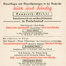 Kamprath-Skelett book series ad