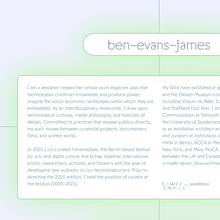 Ben Evans James portfolio website