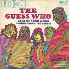 The Guess Who – “Hand Me Down World” / “Runnin’ Down the Street” Spanish single cover