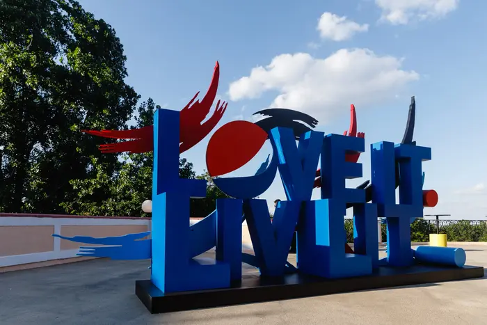 Totem created with Sofia Pro for the VIP hospitality at UEFA Champions League Final in Kiev by Design Group Italia.