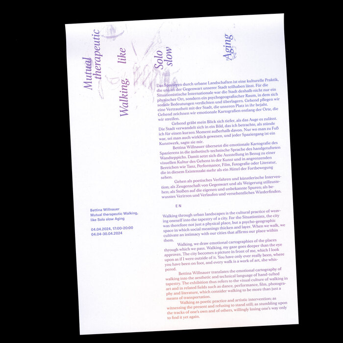 Bettina Willnauer – Mutual therapeutic Walking, like Solo slow Aging exhibition 4