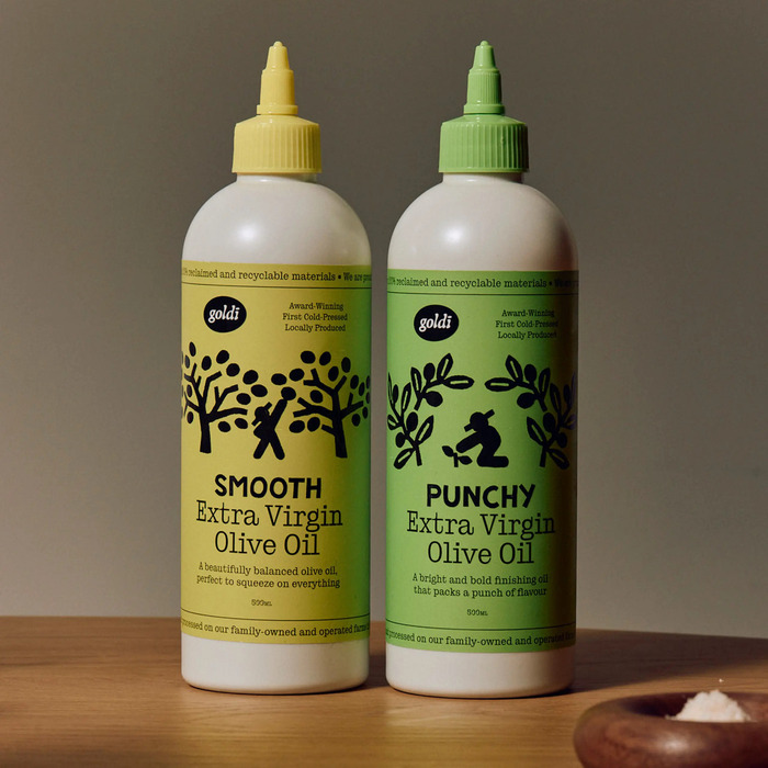 The irregular sans used for “Smooth” and “Punchy” probably is custom.  is similar.