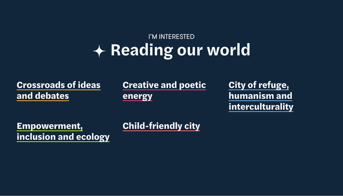 Strasbourg’s 5 strategic areas of focus are presented in Halyard Text Bold.