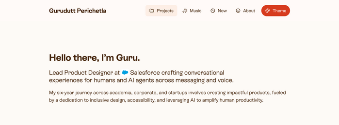 Hero section in “Pumpkin Spice” theme. The typeface used here is  by . The quirky design of the lowercase g and k especially stands out, perfectly capturing a sense of playfulness.