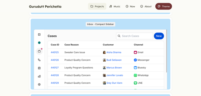 Interactive prototype of a CRM list view. The typeface used here is  by .