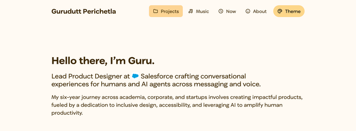 Hero section in “Mango Lassi” theme. The typeface used here is  by . Its wide, perfectly geometric letterforms complement the cheerful, sunny yellows of the design.