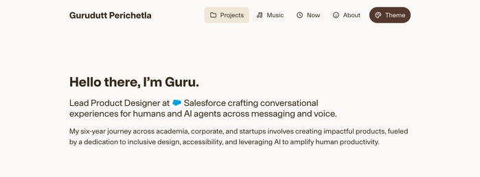 Hero section in “Caffè Mocha” theme, showcasing the  typeface by . I’m drawn to how sharply corporate this grotesk font feels—it evokes the business card scene from American Psycho.