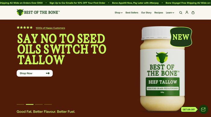 On the website, the custom typeface is supported by .