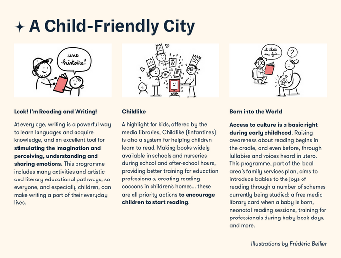 Some parts of the website are adorned with illustrations by Frédéric Bellier.