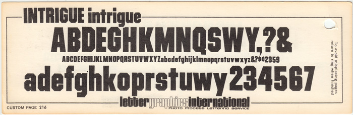 Intrigue as shown in Lettergraphics’&nbsp;Letter-Fan from 1969