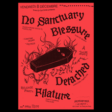 No Sanctuary, Blessure, Detached and Filature concert flyer