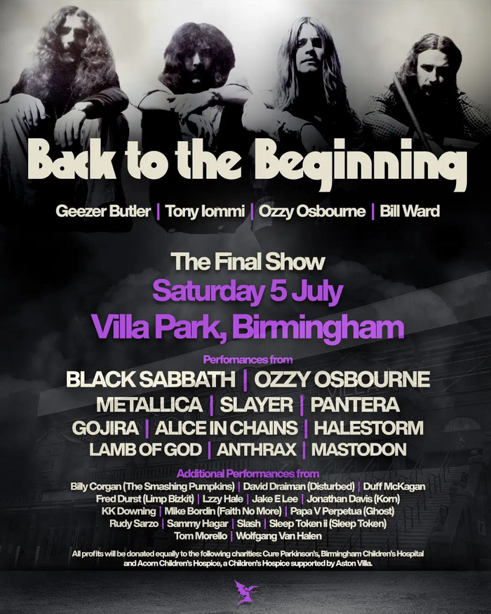 Poster for the “Back to the Beginning” concert, which featured an all-star lineup of supporting acts