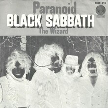 Black Sabbath – “Paranoid” / “The Wizard” German single cover