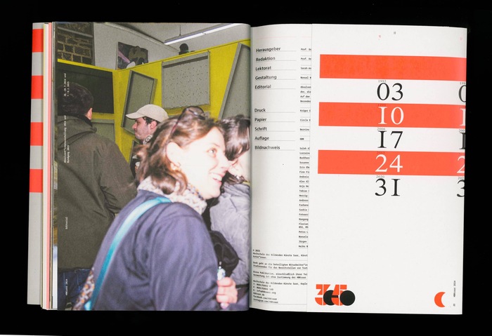 The second half of Meret’s face and her friend, and the last page of the booklet with the colophon