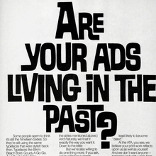 “Are your ads living in the past?” ad by Advertising Typographers Association