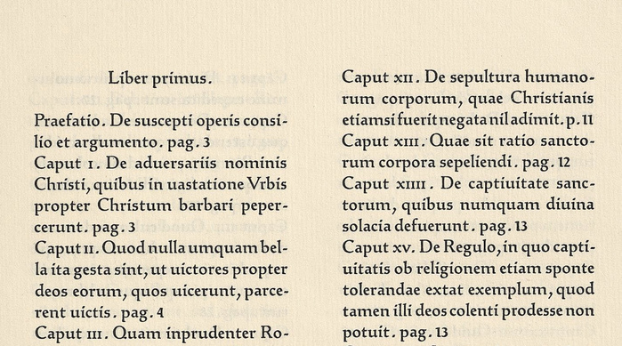 Detail from the index capitvm for the first book