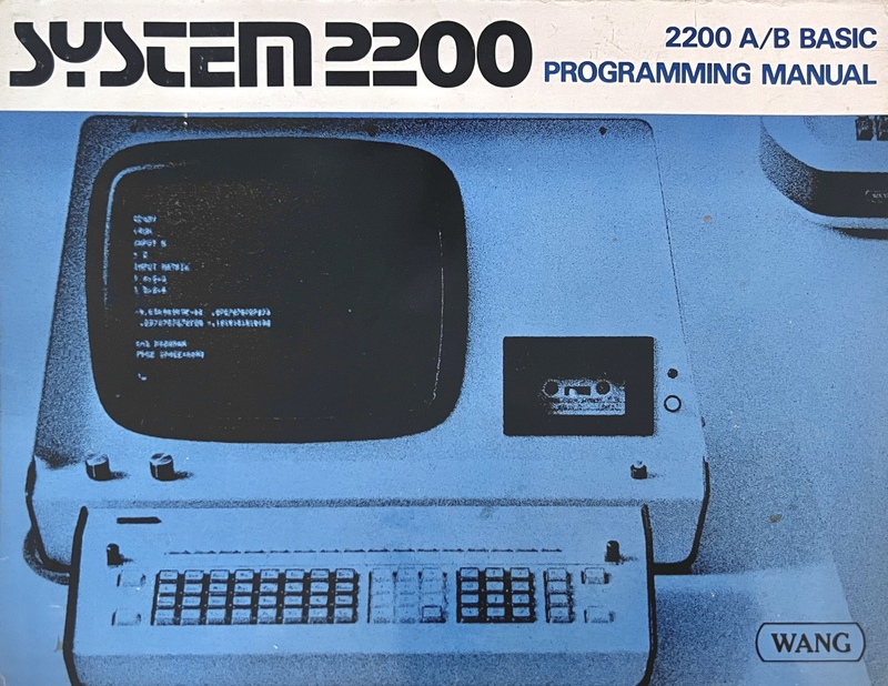 Wang System 2200 documentation and logo