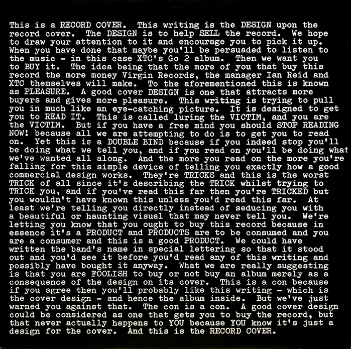 XTC – Go 2 album art 1