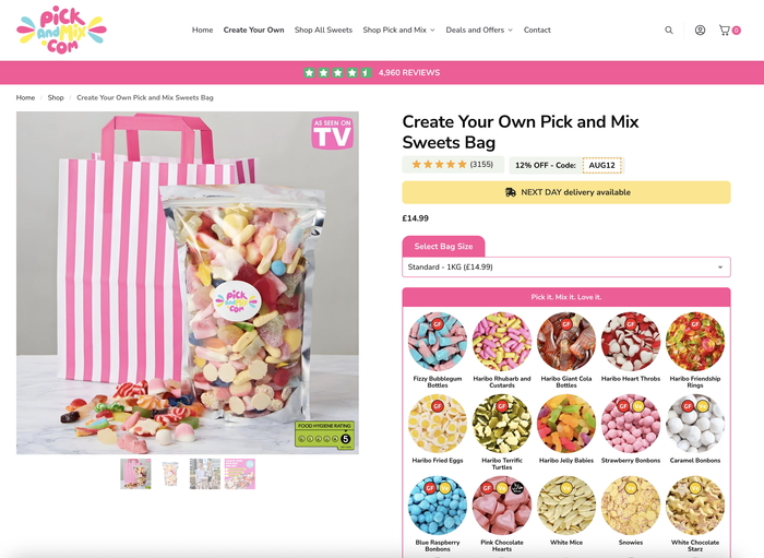 PickandMix.com website 2