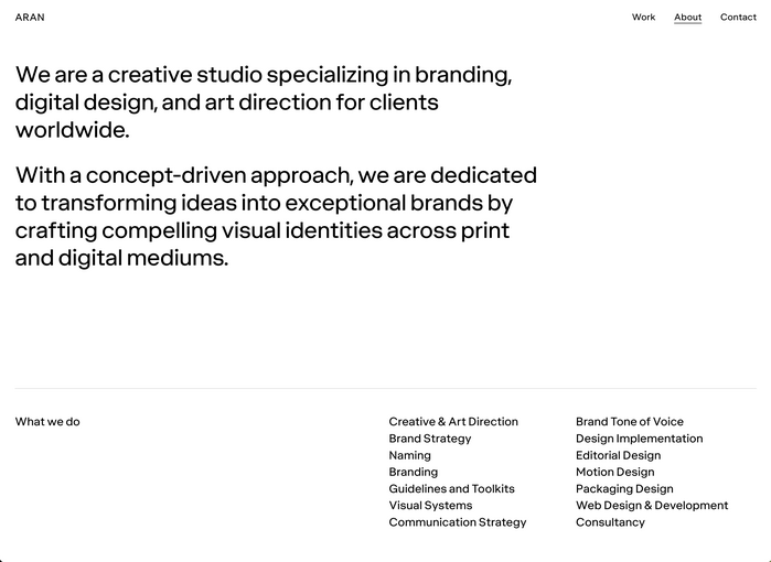 ARAN portfolio website 2