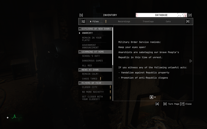 The Traveler’s database. Notes and recordings found in the world are stored here.