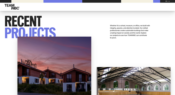 English version. Single page website with no menu items.