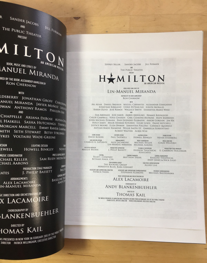 Trajan in use for the credits in the souvenir program booklet