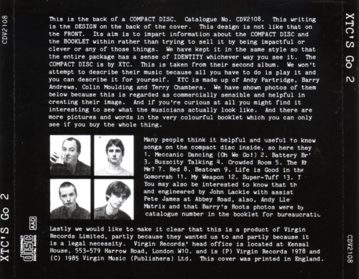 Back of the CD