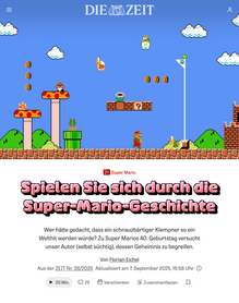 Super Mario’s 40th birthday article in <cite>DIE ZEIT</cite>