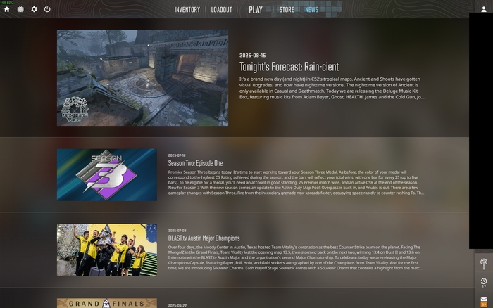 The news section. Pretty self explanatory though frankly Valve could make the text somewhat bigger here.