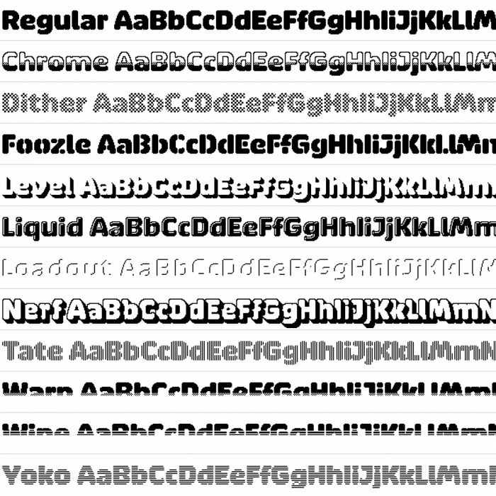 The style range of Puffin Arcade as presented on the Fontstand website