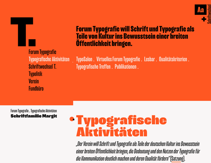 Website detail rendered in Margit