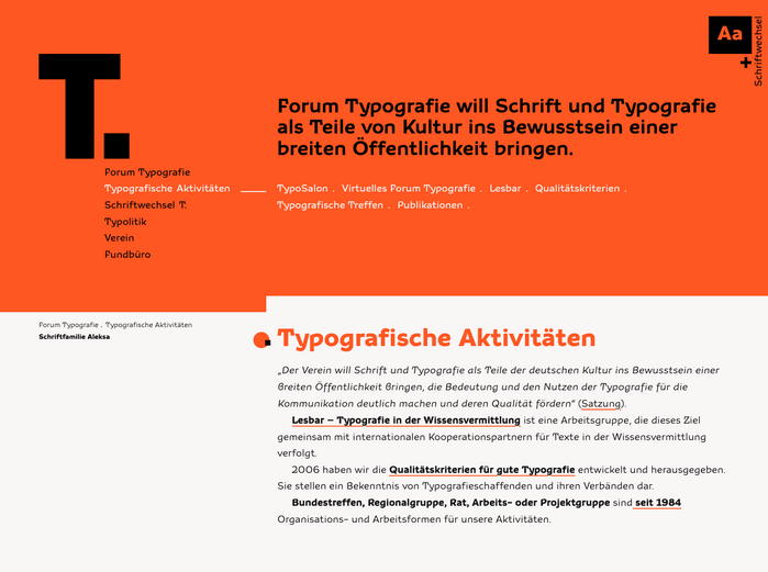 Website detail rendered in Aleksa