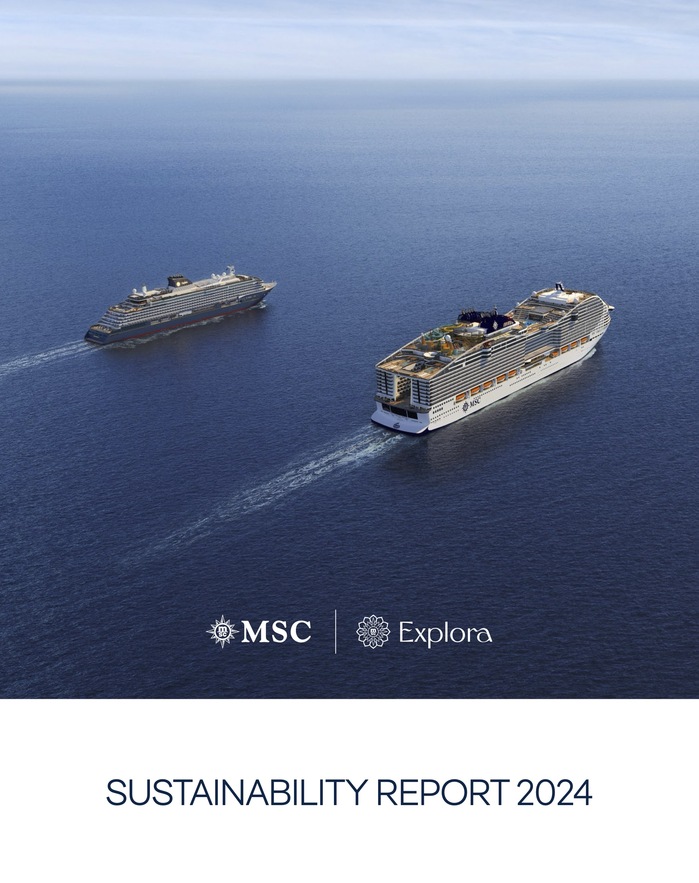 Excerpts from MSC Cruises’ 34-page sustainability report, set in various weights from the Pangea family