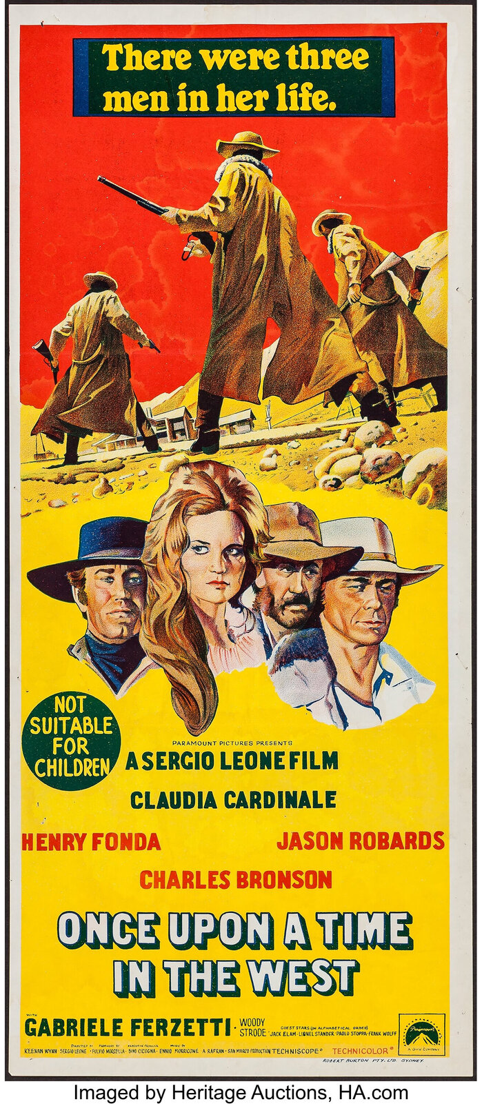 For this Australian Daybill (13″×30″) poster, the text was drawn by hand. The letterforms are clearly based on Goudy Heavyface and Sans Serif Shaded.