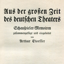 <cite>Pandora</cite>, vol. 4:<cite> Aus der großen Zeit des deutschen Theaters</cite> title page