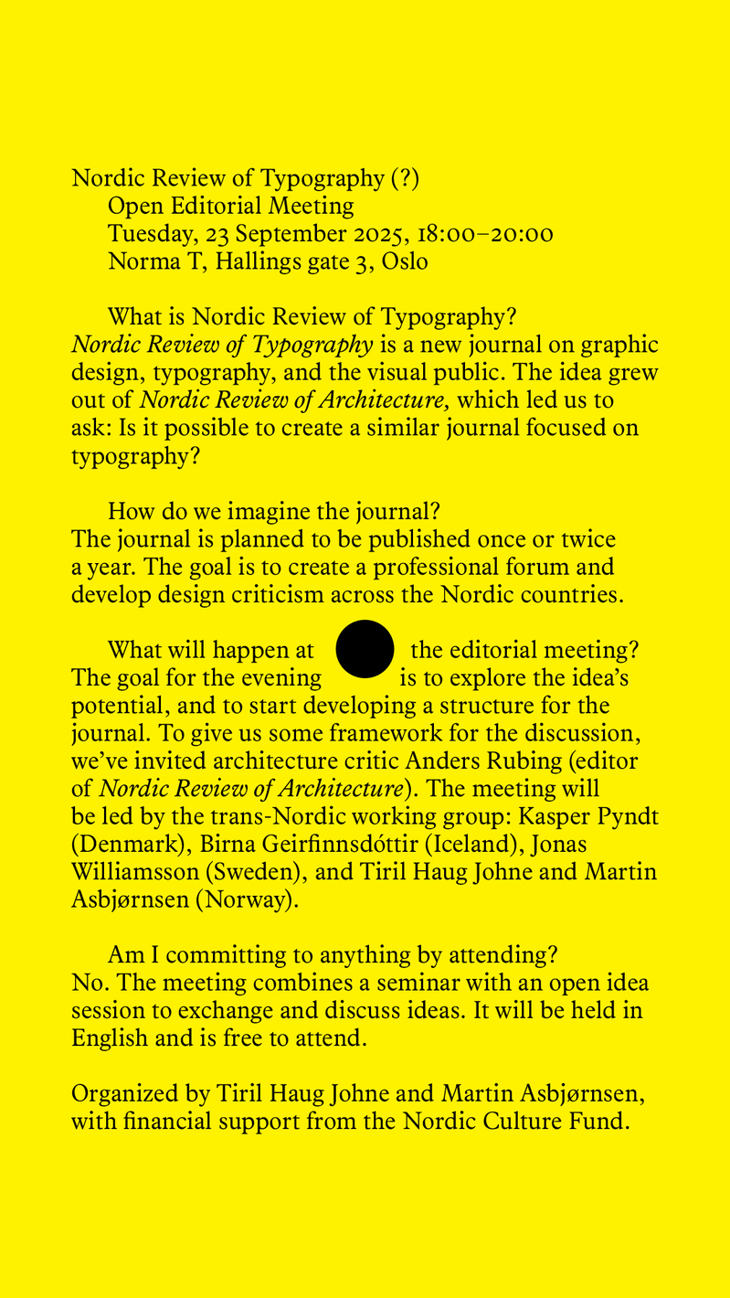 Nordic Review of Typography flyer