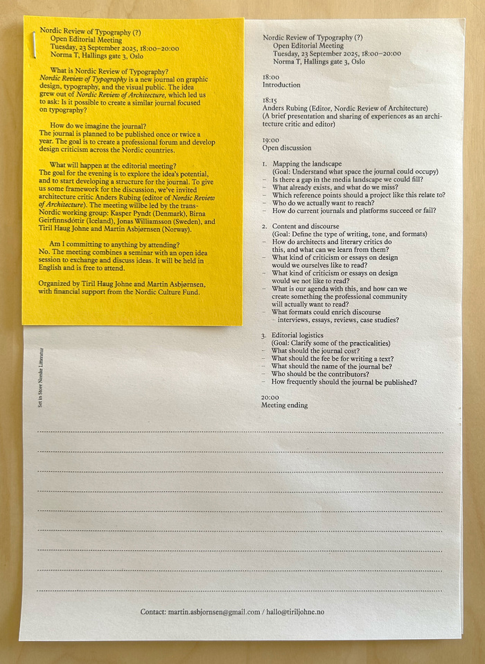 Nordic Review of Typography flyer 2