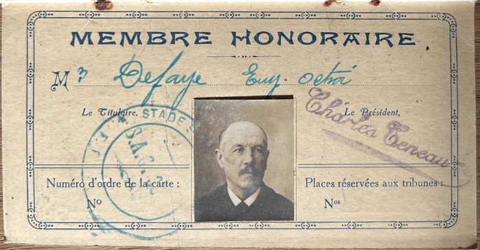 Honorary membership card, Stade Saint-Maixentais