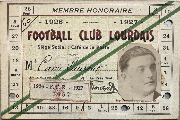 FC Lourdais honorary membership card
