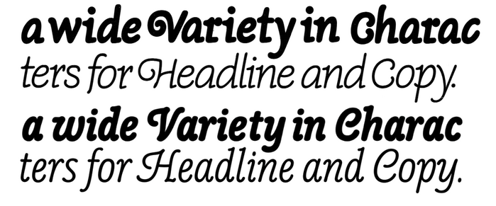 A comparison of Loreley with Loreley leicht (top) and Poppl College 2 Bold and Regular (bottom)