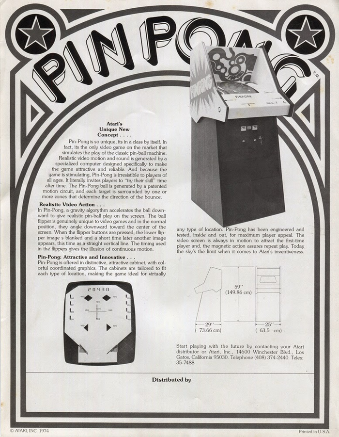 Atari Pin Pong flyer 2