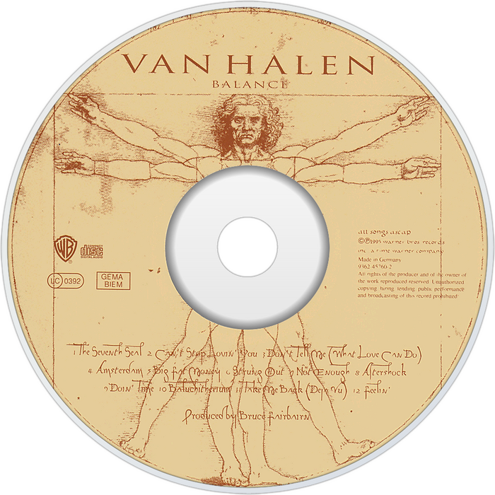 The CD label features Leonardo da Vinci’s drawing Vitruvian Man.