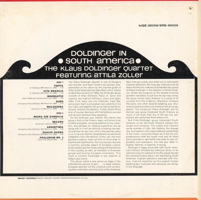 Track list, credits and liner notes on the back cover are set in different styles from .